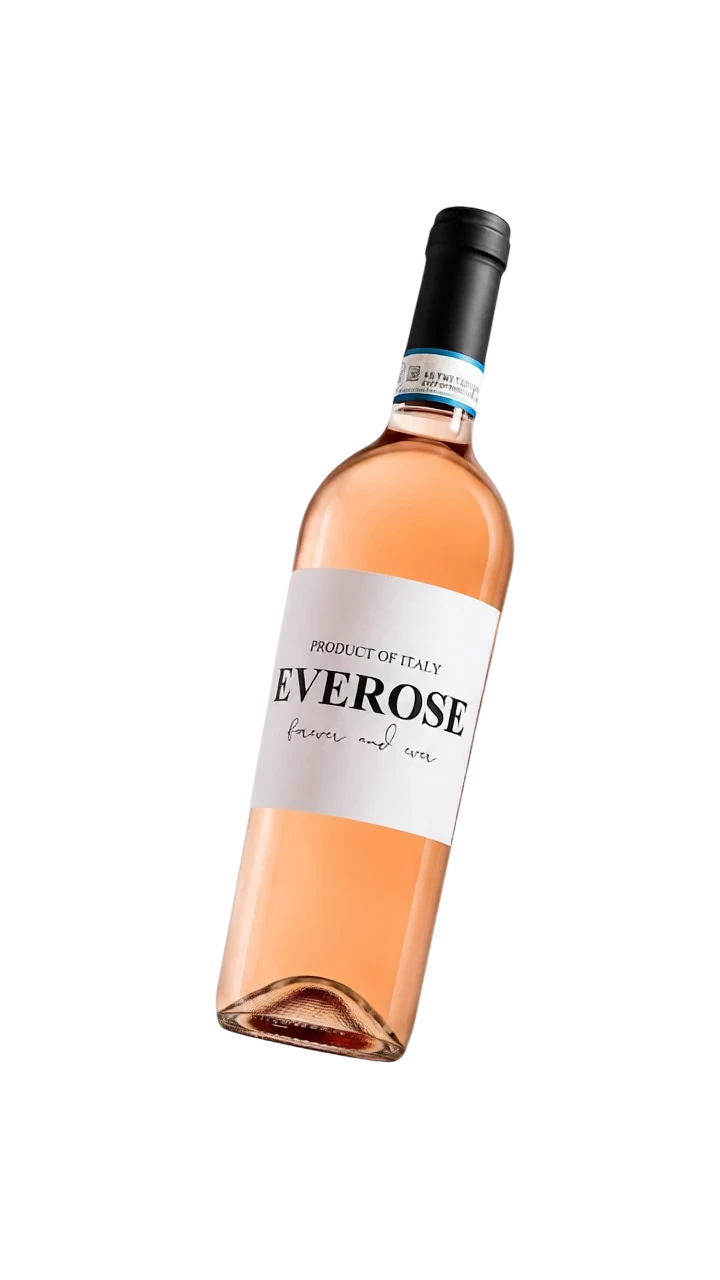 Flasche Everose Rosé mit weißem Etikett